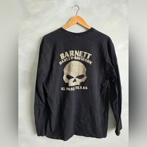 Vtg 2015 Harley-Davidson El Paso Texas Long Sleeve T-Shirt Black Barnett Skull